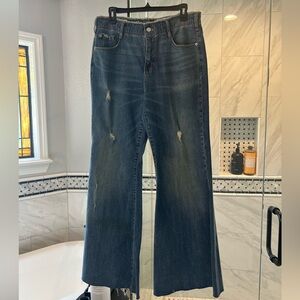 Pilcro Blue Flare Wide Leg Jeans